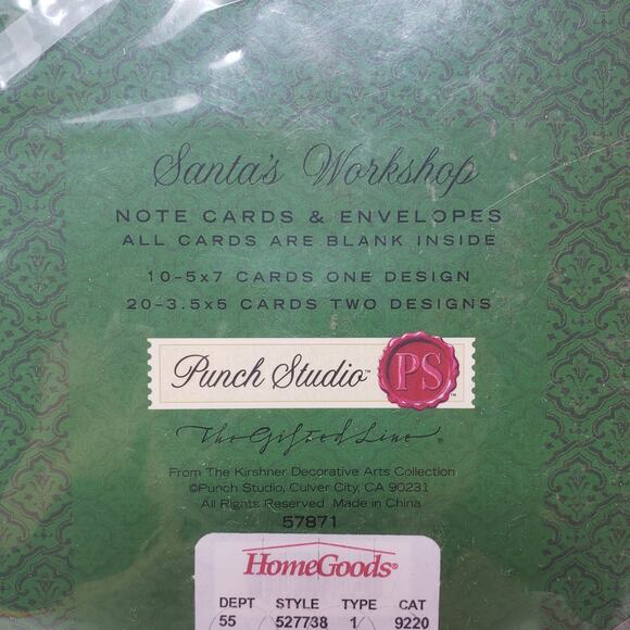 Santa's Workshop Christmas Notecard + Envelope Set - Multi-sized, Blank Interior - Picture 3 of 5